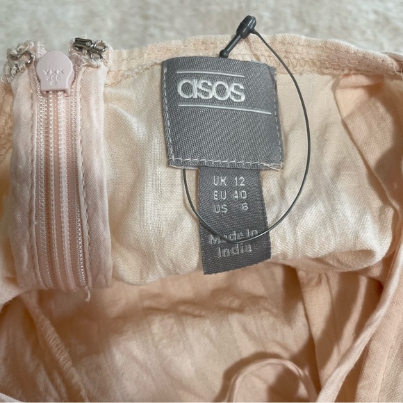 ASOS DESIGN Seersucker Lace Up Back Jumpsuit In Blush - Picture 6 of 14